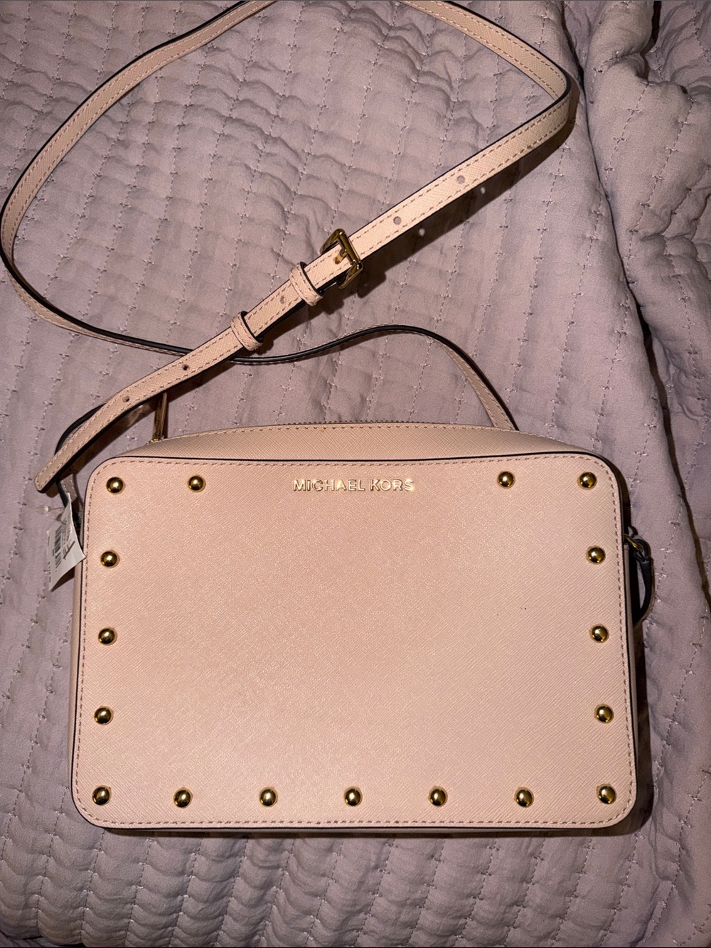Michael Kors Blush Saffiano Leather Studded Crossbody